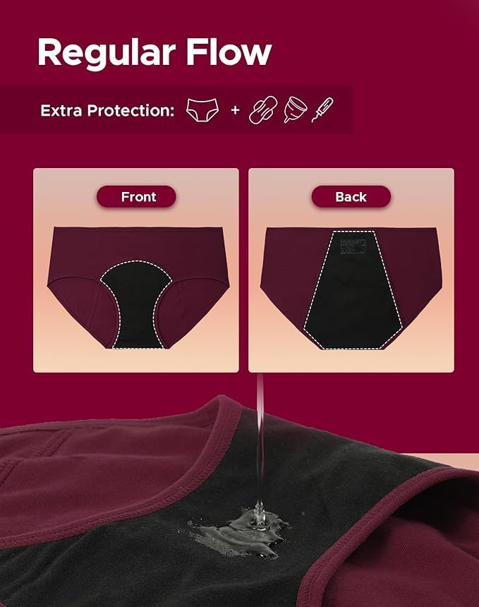 Image of DIVING DEEP Women's Period Panty | Pack of 2 Leakproof Menstrual Underwear | Heavy Flow Protection | Reusable & Washable Period Panties for Women & Teens