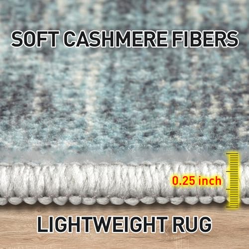 8x10 Area Rugs Washable Rug: Large Modern Abstract Living Room Rug Soft Anti-Skid Thin Carpet Indoor Floor Non-Shedding Carpets for Bedroom Dining Room Farmhouse Nursery Home Office Green Multi