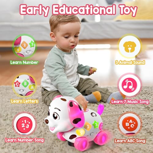 Image of ToddlerCley Musical Puppy Toys for 1 Year Old Girl Gifts, 1st Birthday Girl Gift, Bilingual Learning Baby Toy 6-12-18 Months with Sound & Lights, Educational Toy for 1 Year Old Boy Present