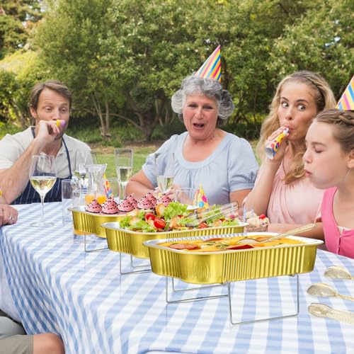 Maxcheck 4 Sets Disposable Chafing Dishes Buffet Set Chafer Wire Racks Buffet Stand Kit Dish Serving Trays Food Warmer Catering Supplies Included Serving Utensils and Stand (Large) by Maxcheck - Image 6