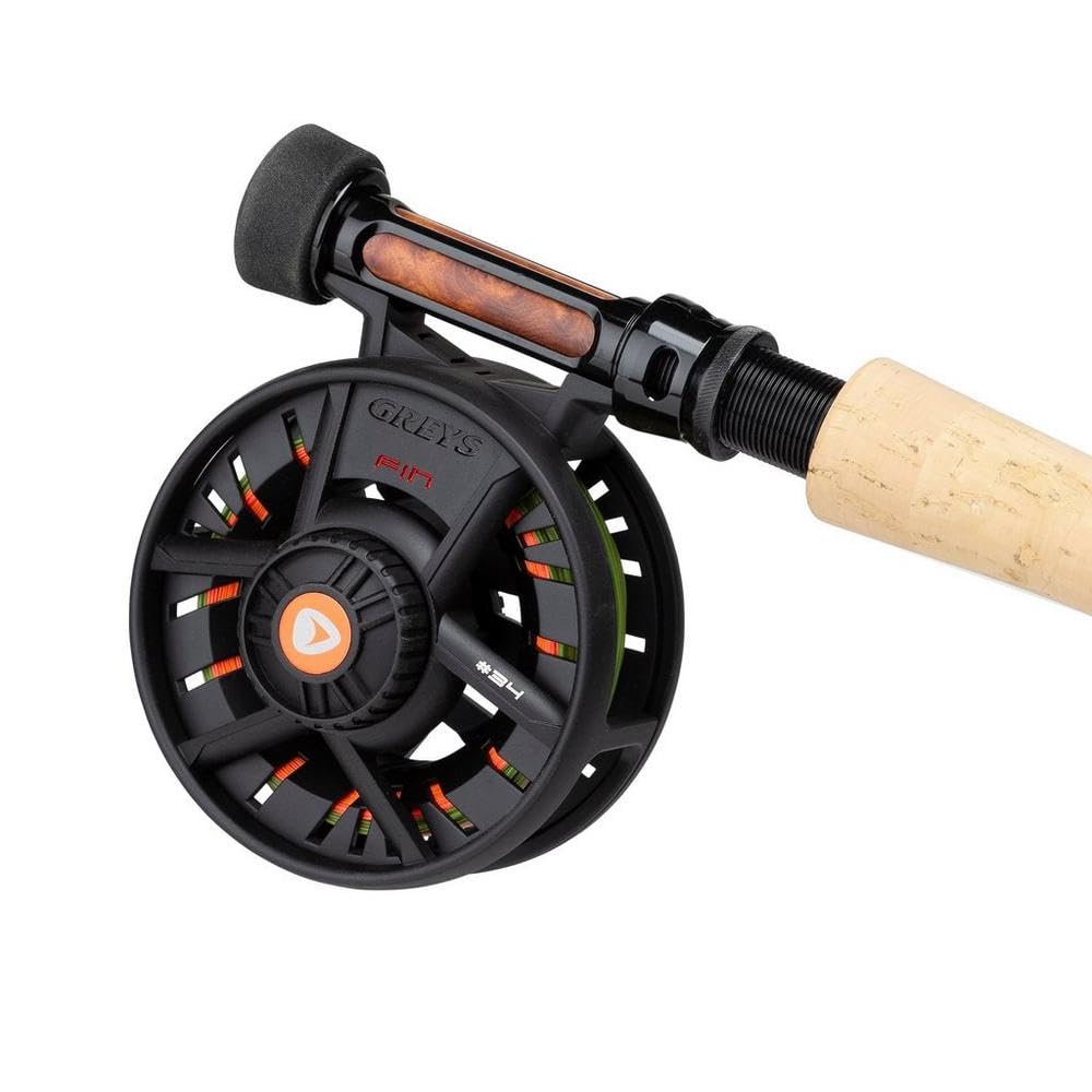 Greys Fin Euro Nymph 10' 3wt Fly Rod and Reel Combo, 4-Piece Graphite Rod, Large Arbor Disc Drag Fin Reel, Grey