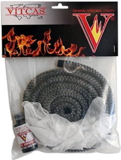VITCAS Stove Fire Rope Replacement Kit - Excellent Adhesion Glue - Premium Quality - Fire Resistant - Protective Gloves - Compatibility - Strong Rope - White Black - 8mm