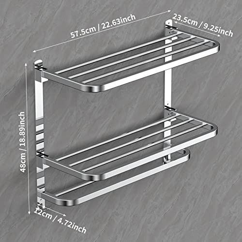 CAXIMSY 22.8Inch Towel Rack for Bathroom and Lavatory Towel Hanger with Wall Mount Towel Bars 304 Stainless Steel No Drill (Collapsible Towel Rack) by CAXIMSY - Used condition - Image 5