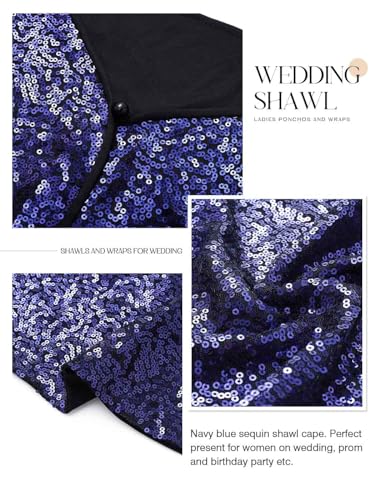EASEDAILY Women's Shawls and Wraps for Evening Dresses Wedding Cape Capelet Sparkling Sequin Bridal Shrug for Bride and Girls4