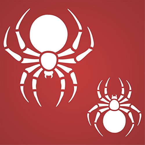 Halloween 2 Spider Stencil, 3.25 X 3.25 Inch (S) - Scary 2 Small Spiders Insect Bug Stencils For Painting Template #TOP4