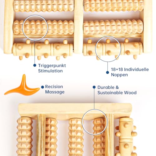 ACWOO Fußmassageroller Holz, Roller Fußmassagegerät, Fußroller Holzroller Fußmassage Fersensporn Massagegerät für Füße-Durchblutungsförderndes Fußmassagegerät, Fußroller Stressreduzierung Entspannung 3