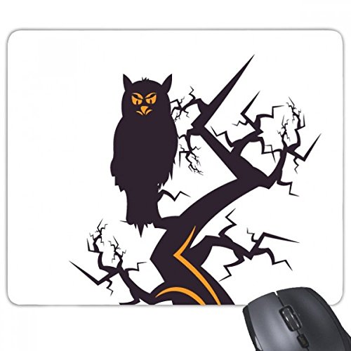 Tapis de souris Arbre Eyed Owl Halloween en caoutchouc non-slip