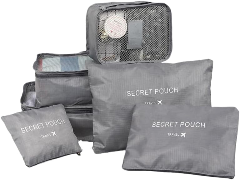 Miniatura 3 de Juego de 6 cubos de equipaje de viaje, ligeras, organizadoras de equipaje, para llevar en la maleta, color gris