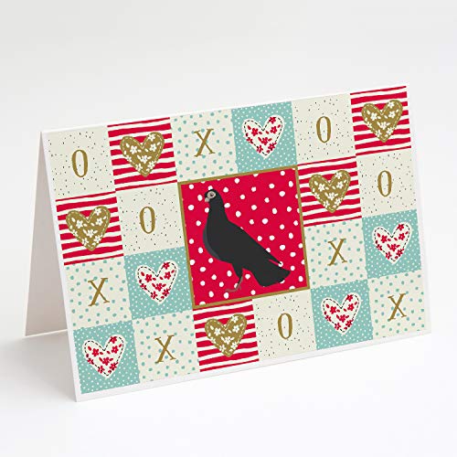 Caroline's Treasures CK5374GCA7P Budapest Highflyer Pigeon Love Greeting Cards and Envelopes Pack of 8, Red Blank Cards with Envelopes Whimsical A7 Size 5x7 Blank Note Cards