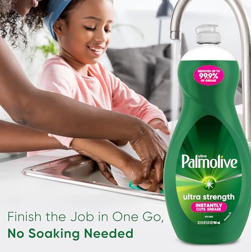 Image of Palmolive Ultra Strength Liquid Dish Soap, Cuts Grease and Grime, No Soaking Needed, Powerful on Plastics, Dishwashing Liquid, 32.5 fl oz Bottle