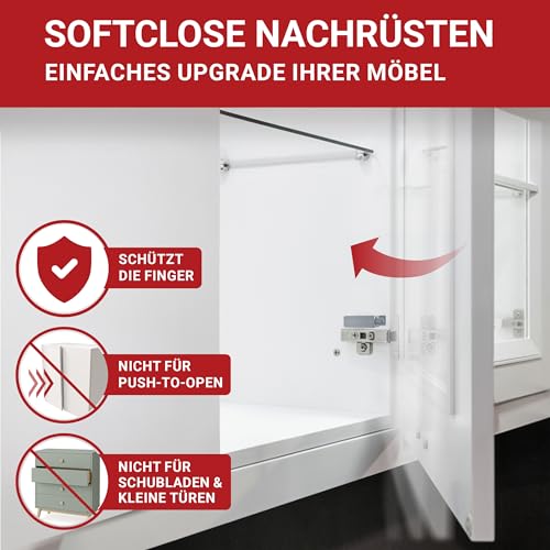 LouMaxx Softclose Türdämpfer 5er Set Schranktür Dämpfer in Grau – Softclose Türdämpfer Schrank zum einfachen Softclose nachrüsten von Schranktüren – für sanftes Schranktürschließen