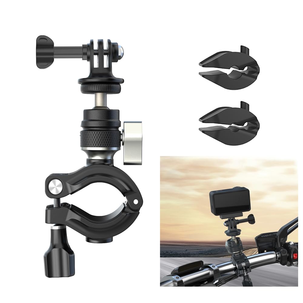 KETOPKIN Bike Motorcycle Handlebar Mount with Metal Ball Head 1/4" Screw for GoPro Max Hero 13 12 11 10,DJI Osmo 360/Nano,Action 6/5/4,Procket 2/3,