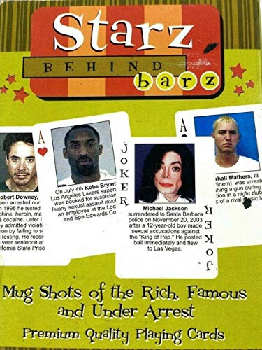 Starz Behind Barz Mug Shots of the Rich Famous and Under Arrest Premium Quality Playing Cards Featuring Stars Like Micheal Jackson, Ozzy, Hugh Grant, Pee Wee Herman, and More