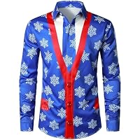Chemise Manches Longues Homme Noël Hiver - T-shirt Col Rond Imprimé Festif, Confort Total & Style Décontracté
