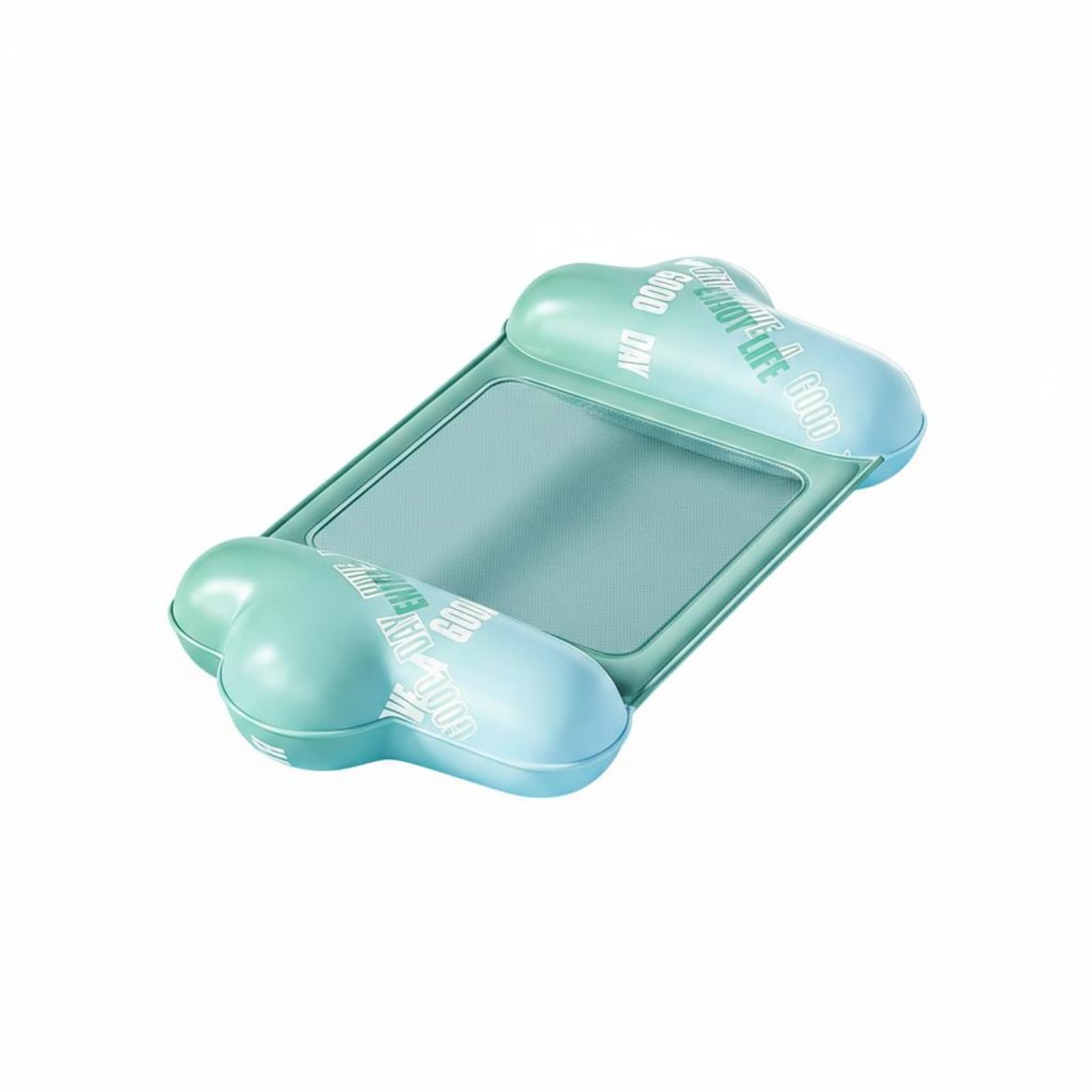 Two Air Chambers Mesh Lounge Mat Raised Side Sections Floating Lounge Mat with Pump Inflatable Pool Mat Rectangular for Adults, Children, Beach, Green, 2-Tube-image-29