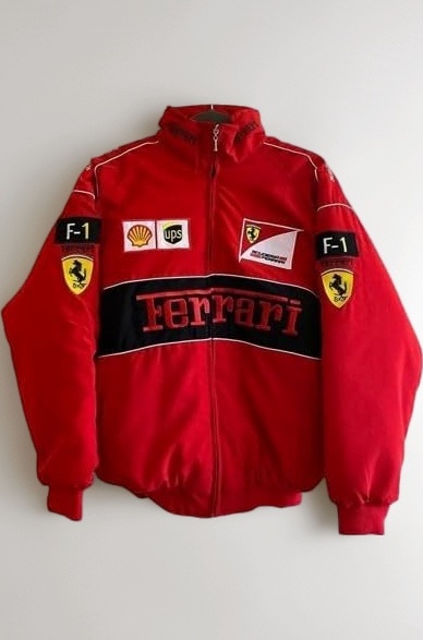 Red F1 Speed Printed Jacket | Motorsport & Streetwear Fusion