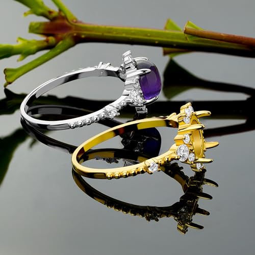 925 Silver Ring Blank – 8 mm Halo Setting with 10 CZ and 4 Side Stones, Rhodium Plated – Fine Jewelry for Custom Engagement or Statement Rings4