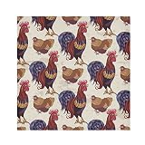 Dinner Table Cloth Napkins - Rooster Hens Chickens Cloth Napkins Set of 6 Washable Dinner Napkin Clo