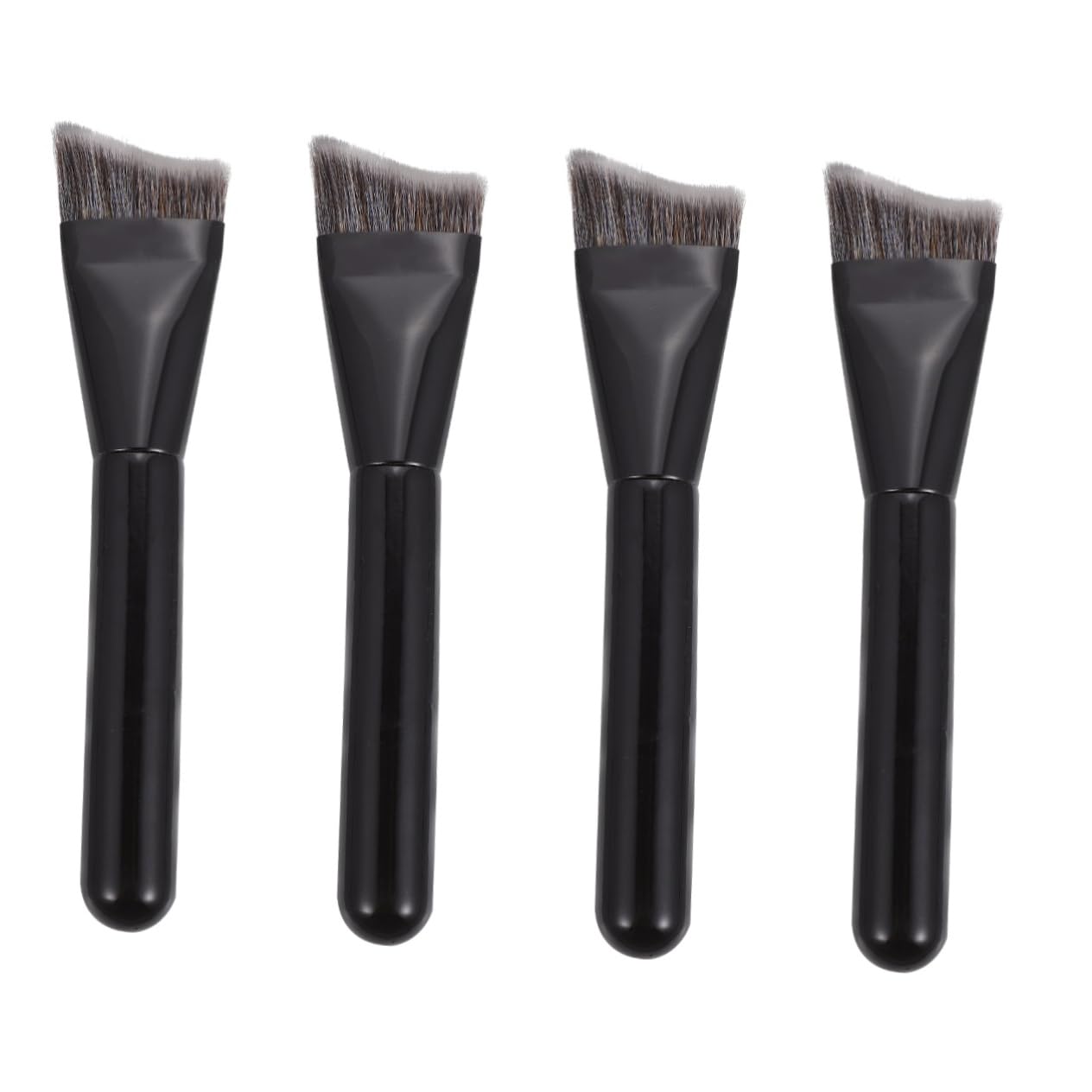 NOLITOY 4pcs Bright Black Wooden Handle Makeup Foundation Brush Multi-functional Contouring Tool for Makeup Application Brush for Face and Nose Highlighting