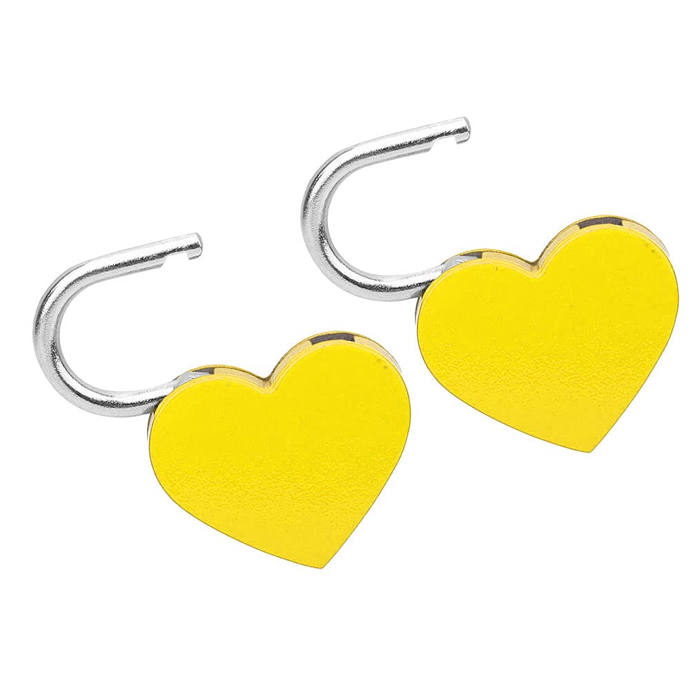 Jelquix Exquisite Heart Locks 2 Sets with Keys, Colorful Metal Padlocks for Diary and Jewelry Boxes, 30x39mm (Yellow)