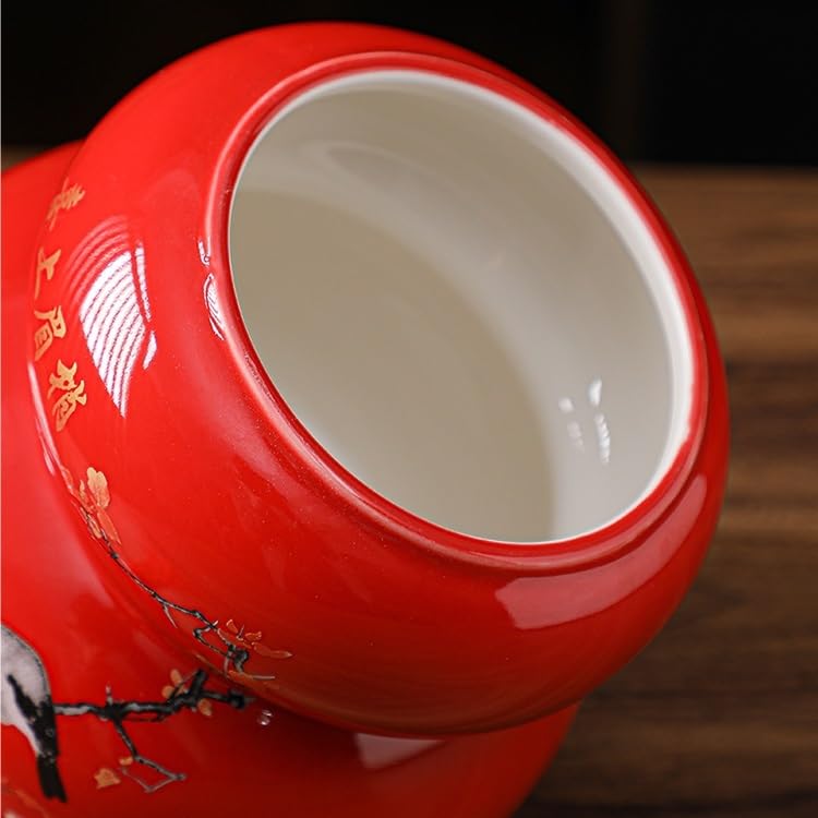 Servizio da tè in porcellana bianca dipinta a mano, contenitore per zucca in ceramica, grande contenitore per tè Pu'er sigillato, contenitore in stile cinese e teiera resistente all'umidità (C)