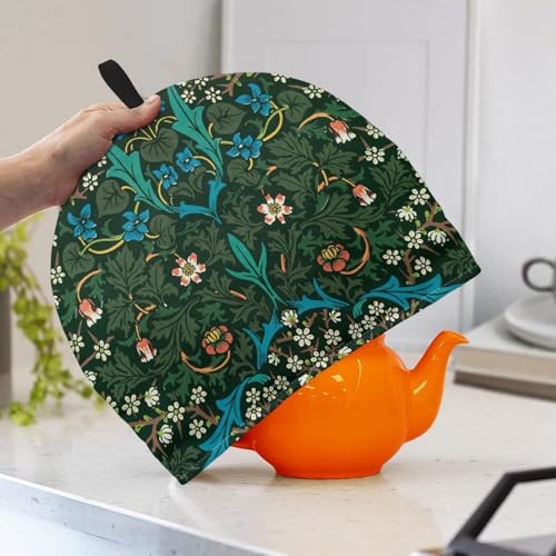 Image of Morris BlackBerry Print Large Tea Cozy for Teapot Extra Thick Tea Pot Cover Home Kitchen Decoration Insulated Teapot Cozy Dust Kitchen Accessories for Home Daily
