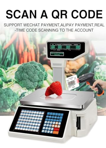 Báscula Comercial con Impresora y Escáner, 30kg/60lbs miniatura 2