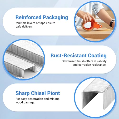 Image of meite JT21 Staples, 5 /16 Inch Galvanized Fine Wire Staples for Staple Gun - 7 /16 inch Crown JT21 Staple Refill, Ideal for Upholstery, Crafts, Furniture (1 Case)