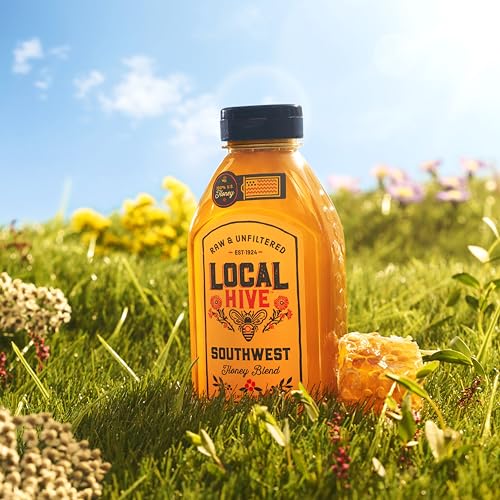 Image of Local Hive Southwest Raw & Unfiltered - 16 oz | 100% Pure U.S. Honey | Natural Sweetener Sourced from American Bees & Beekeepers | Medium-Bodied Cedar Flavor | Ideal for Tea, Baking & Cooking