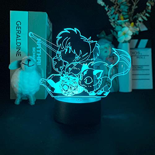 Lámpara de ilusión de luz nocturna 3D para Baby Inuy & asha Proyección Brillo Luz nocturna Anime japonés Luminiscente para lámpara de habitación Regalo de cumpleaños 16 colores Cover