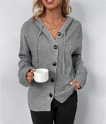 Women's Hooded Cardigan Sweater Long Trendy V-Neck Long Sleeve Coat3