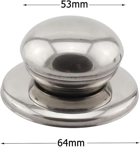 Miniatura 7 de Paquete de 2 manijas universales para tapa de olla, mango circular de repuesto de acero inoxidable de 2.1 pulgadas, mango de tapa de olla