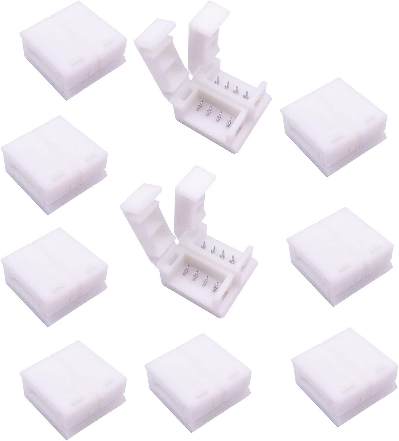 4 Pin Solderless Waterproof LED Strip Connector - RGB Flex Ribbon Rope Tape Light Gapless Adapter for 10mm Wide Waterproof SMD 5050 RGB Flexible Strip Light (10pcs)