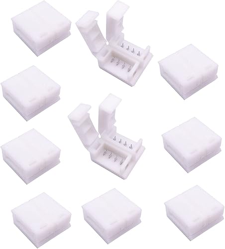 Conector de tira LED impermeable de 4 pines sin soldadura – RGB Flex cinta cinta adaptador sin huecos para 0.394 in de ancho impermeable SMD 5050