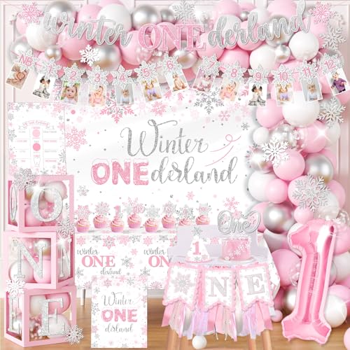 Winter Onederland 1st Birthday Decorations for Girl...
