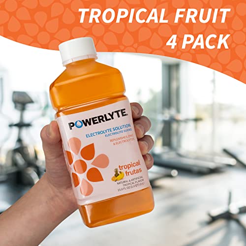 Powerlyte Sport Hydration Solution Electrolyte Drink For Adults And Children | Electrolyte Recovery And Rehydration Drink Replaces Electrolytes, Fluid & Zinc | Tropical Fruit | 1 Liter | 4-Pack #TOP1