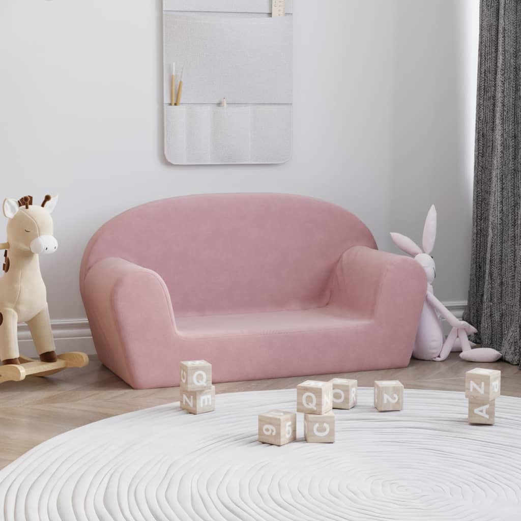 ZERONE Canapé Pour Enfants à 2 Places Gris Clair étoiles Peluche Douce