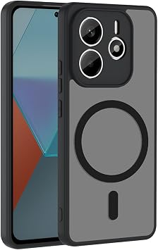 CONSTRAIN - Xiaomi Redmi Note 14 4G İçin Kılıf MagSafe İle Uyumlu Kamera Korumalı Mat Parmak İzi Tutmayan - Siyah