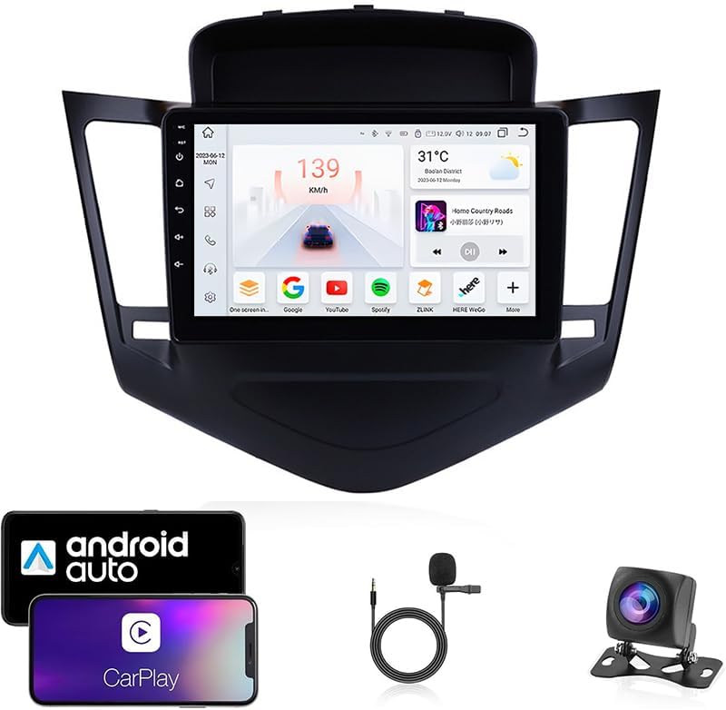 Android 15 Double Din Car Stereo touch screen car stereo For Chevrolet Cruze 2009-2014 with Bluetooth GPS Navigation WiFi FM Radio USB/SWC/Plug and Play Support Carplay&Andro HM601 4 Core Wifi 1+16GB