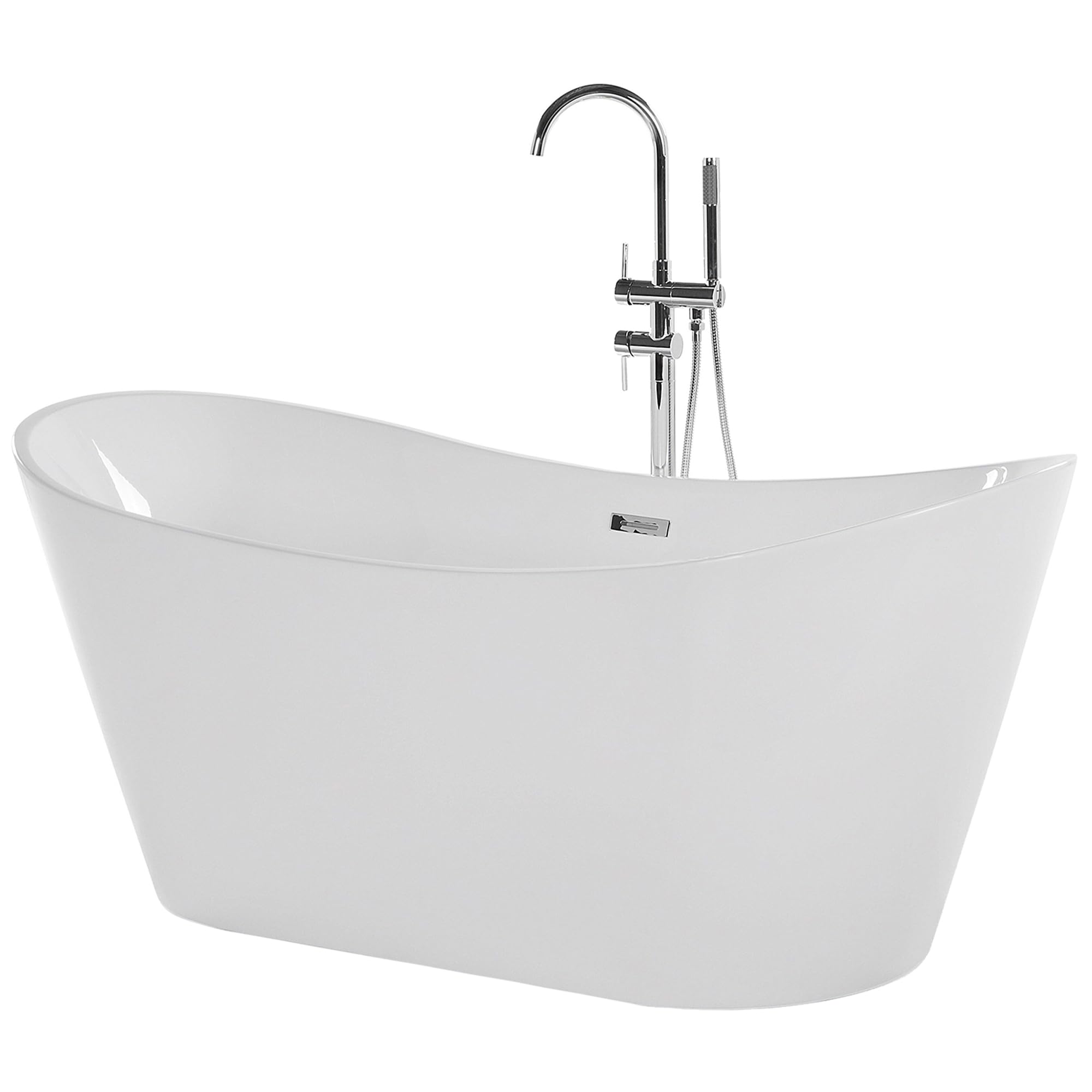 Bañera independiente de acrílico blanco plateado con rebosadero 180 cm moderno Antigua
