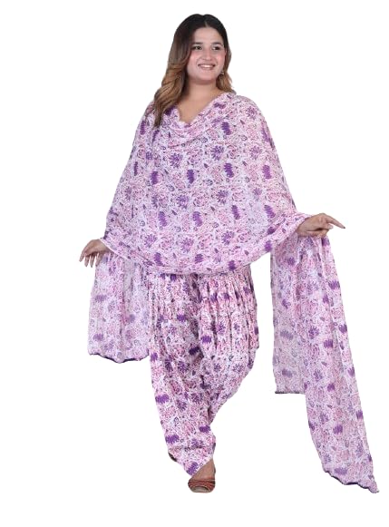 KHEEAA Fashion's Womens Printed Patiala Salwar with Matching Dupatta(Cotton) (LOTUS)-picture-36