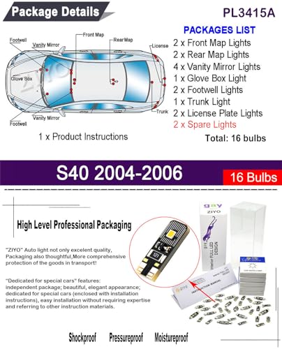 Kit de luces LED interior para Volvo S40 2004-2006 miniatura 2