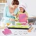 Tiaoyeer Kids Cooking and Baking Set - 13 Pcs Kids Chef Dress Up Role Play Toys, Includes Apron, Chef Hat, Oven Mitt, Wooden Spoon, Cookie Cutters, Silicone Cupcake Moulds for Little Girls Gift (Pink)