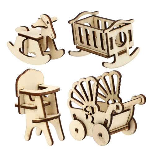 ARTOCT Puppenhaus Möbel Set - Schreibtisch & Stuhl Holz 1:12 Maßstab