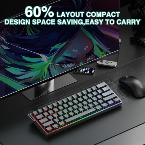 Image of AULA MINI60 HE PRO - 60% Mechanical Gaming Keyboard Wireless, Hall Effect Magnetic Switch Hot Swappable, Adjustable Actuation Rapid Trigger Mode, 8000 Hz Polling Rate, 60 Percent Compact Design for PC