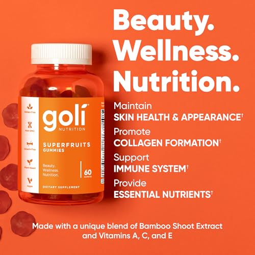 Goli Nutritional Supplement, SuperFruits Beauty Gummy Vitamin - 60 Count - Collagen-Promoting Ingredients - Mixed Fruit, Vegan, Plant-Based, Non-GMO, Gluten-Free & Gelatin Free - Thumbnail 2