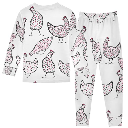 Animal Cute Chicken Pajama Sets Long Sleeve Top with Pants Cotton Soft Sleepwear 2 Piece Pjs Set, 6 Years Old2