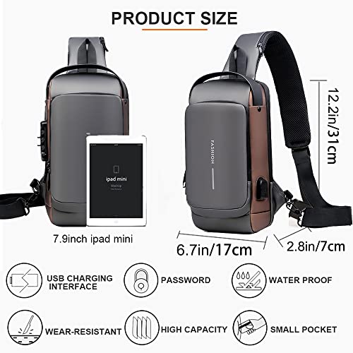 Hoxsury SAC À BANDOULIÈRE-11 Sling Backpack Usb Anti-Theft Waterproof Chest Daypack Casual Shoulder Bag  thumb #5