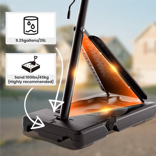 Image of BACKYARD BLITZ Basketball Hoop, 40&44&48IN Backboard with Portable Wheels | 10FT Hand-Crank Adjustable Basketball Goal System Outdoor with Shatterproof Backboard for Adults,Backyard Driveway