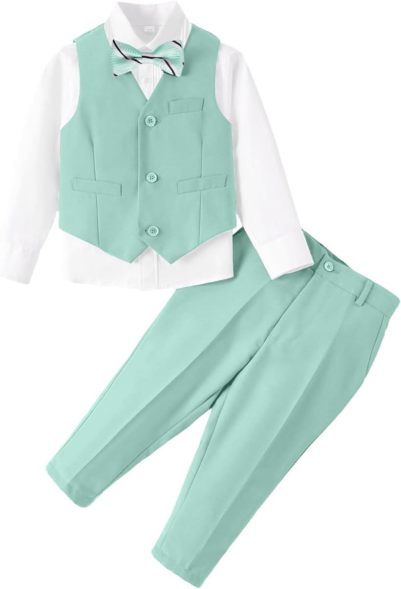Baby Boys Clothes Suits Toddler Formal Gentleman Wedding Outfit Dress 4Pcs Infant Suit Sets